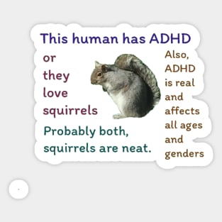 ADHD Squirrel Sticker